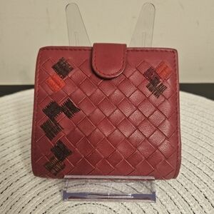 Bottega Veneta Intrecciato Leather Compact Wallet – Red